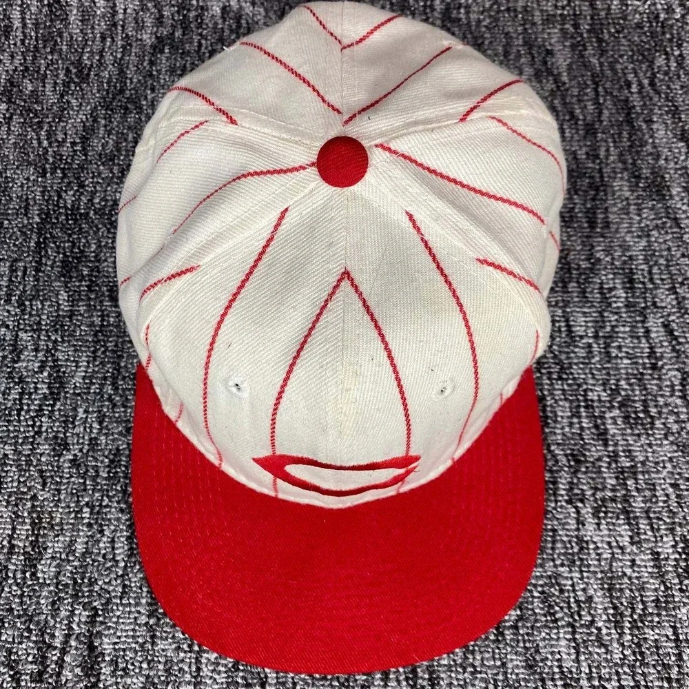 Sports Specialties Cincinnati Reds Hat Mens 7 1/2 White Red Pinstripe Fitted MLB